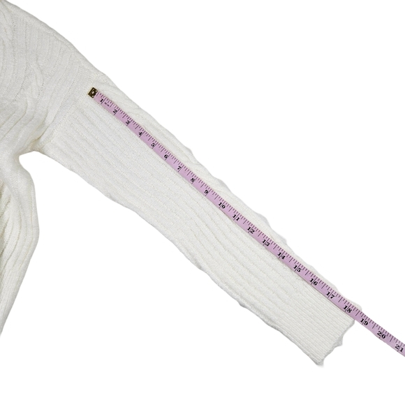 Crave Fame Mid Turtle Neck Cable Knit, Cropped Sweater, Ivory, XS - Picture 8 of 8